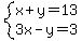 system%28x%2By=13%2C3x-y=3%29