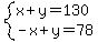 system%28x%2By=130%2C-x%2By=78%29
