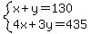 system%28x%2By=130%2C4x%2B3y=435%29