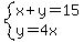 system%28x%2By=15%2Cy=4x%29