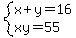 system%28x%2By=16%2Cxy=55%29
