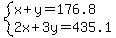 system%28x%2By=176.8%2C2x%2B3y=435.1%29