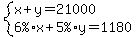 system%28x%2By=21000%2C%226%25%22x%2B%225%25%22y=1180%29