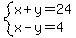 system%28x%2By=24%2Cx-y=4%29