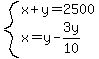 system%28x%2By=2500%2Cx=y-3y%2F10%29