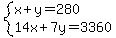 system%28x%2By=280%2C14x%2B7y=3360%29