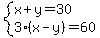 system%28x%2By=30%2C3%28x-y%29=60%29