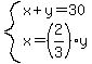system%28x%2By=30%2Cx=%282%2F3%29y%29