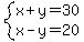 system%28x%2By=30%2Cx-y=20%29