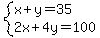 system%28x%2By=35%2C2x%2B4y=100%29