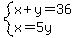 system%28x%2By=36%2Cx=5y%29