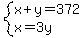 system%28x%2By=372%2Cx=3y%29