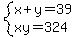 system%28x%2By=39%2Cxy=324%29