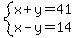 system%28x%2By=41%2Cx-y=14%29