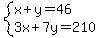 system%28x%2By=46%2C3x%2B7y=210%29