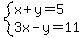 system%28x%2By=5%2C%0D%0A3x-y=11%29