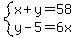 system%28x%2By=58%2Cy-5=6x%29