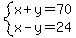 system%28x%2By=70%2Cx-y=24%29