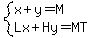 system%28x%2By=M%2CLx%2BHy=MT%29