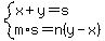 system%28x%2By=s%2Cm%2As=n%28y-x%29%29