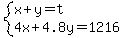 system%28x%2By=t%2C4x%2B4.8y=1216%29