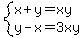 system%28x%2By=xy%2Cy-x=3xy%29