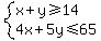 system%28x%2By%3E=14%2C4x%2B5y%3C=65%29
