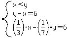 system%28x%3Cy%2Cy-x=6%2C%281%2F3%29x-%281%2F7%29y=6%29