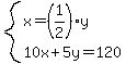 system%28x=%281%2F2%29y%2C10x%2B5y=120%29