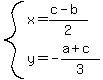system%28x=%28c-b%29%2F2%2Cy=-%28a%2Bc%29%2F3%29