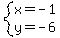system%28x=-1%2Cy=-6%29