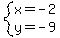 system%28x=-2%2Cy=-9%29