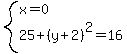 system%28x=0%2C25%2B%28y%2B2%29%5E2=16%29