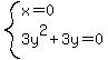 system%28x=0%2C3y%5E2%2B3y=0%29