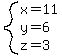 system%28x=11%2Cy=6%2Cz=3%29