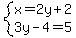 system%28x=2y%2B2%2C3y-4=5%29