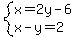 system%28x=2y-6%2Cx-y=2%29
