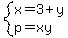 system%28x=3%2By%2Cp=xy%29