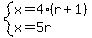 system%28x=4%28r%2B1%29%2C+x=5r%29