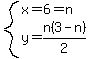 system%28x=6=n%2C+y=n%283-n%29%2F2%29