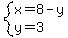 system%28x=8-y%2Cy=3%29