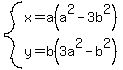 system%28x=a%28a%5E2-3b%5E2%29%2Cy=b%283a%5E2-b%5E2%29%29