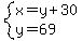 system%28x=y%2B30%2Cy=69%29