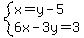 system%28x=y-5%2C6x-3y=3%29