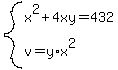 system%28x%5E2%2B4xy=432%2Cv=y%2Ax%5E2%29