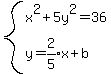 system%28x%5E2%2B5y%5E2=36%2Cy=expr%282%2F5%29x%2Bb%29