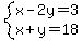 system%28x-2y=3%2Cx%2By=18%29