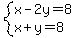 system%28x-2y=8%2Cx%2By=8%29