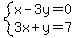 system%28x-3y=0%2C3x%2By=7%29