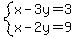 system%28x-3y=3%2Cx-2y=9%29